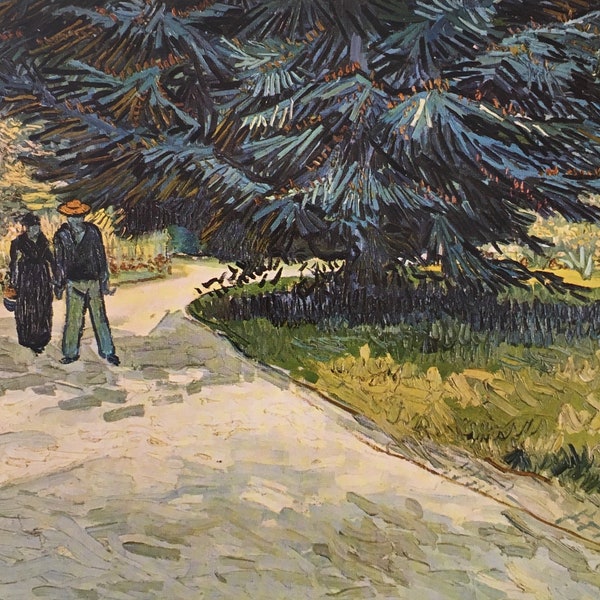 Original Vintage Print 1968 by Vincent Van Gogh. The Public Gardens At Arles (1888) Wall Art, Home Decor