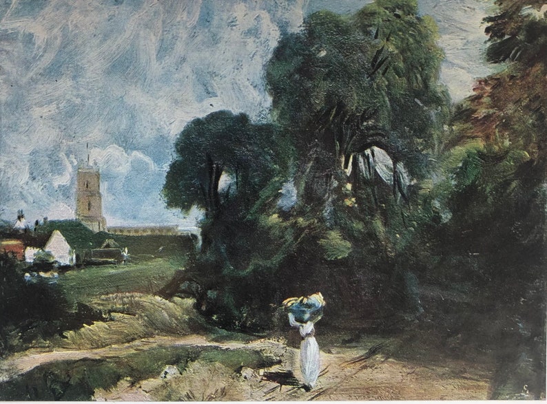 Original Vintage Print 1924 by John Constable. View At Stoke-By Nayland. British Landscape Painter, Landscapes, Wall Art Home Decor image 1
