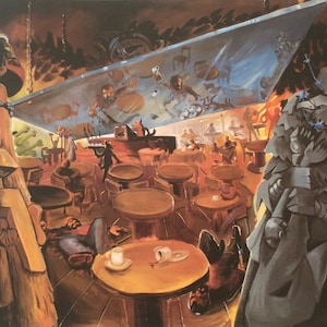 Stampa vintage originale 1985 di Jorg Immendorff. Cafe Rehearsal (1980) Arte tedesca, arte moderna, home deco, wall art