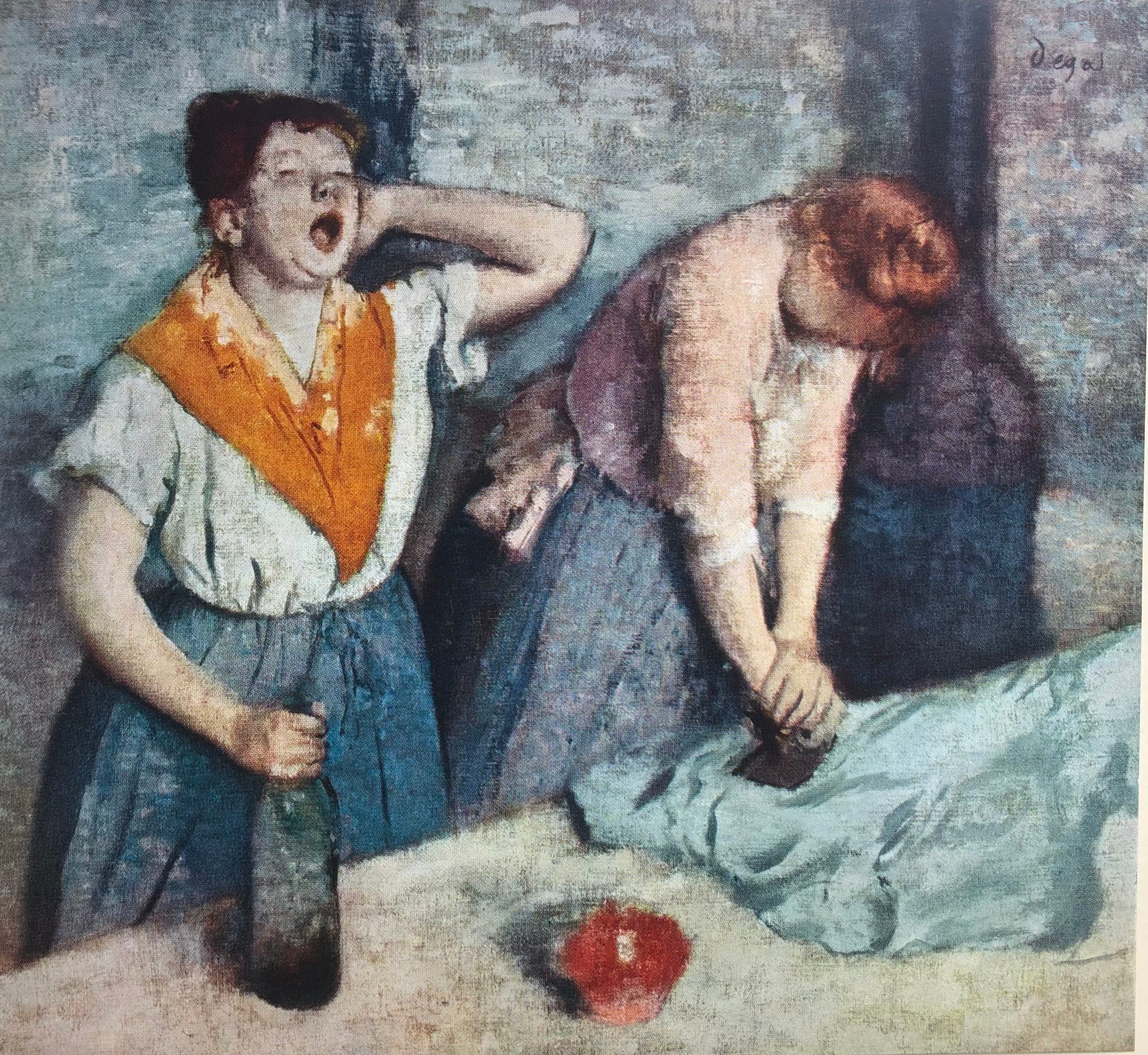 Original Vintage Print 1951 by Edgar Degas. Two Laundresses. Woman