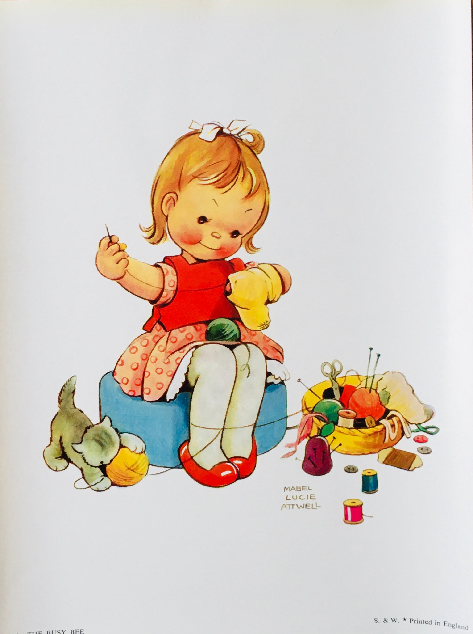 無料配達 Original Bee Busy the Attwell. Lucie Mabel by Print Vintage 洋書