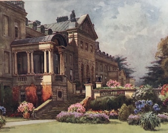 Original Vintage Small Print by E W Haslehust Circa 1913. Dukeries, Nottinghamshire. Welbeck Abbey. Topographic Wall Art, Decor