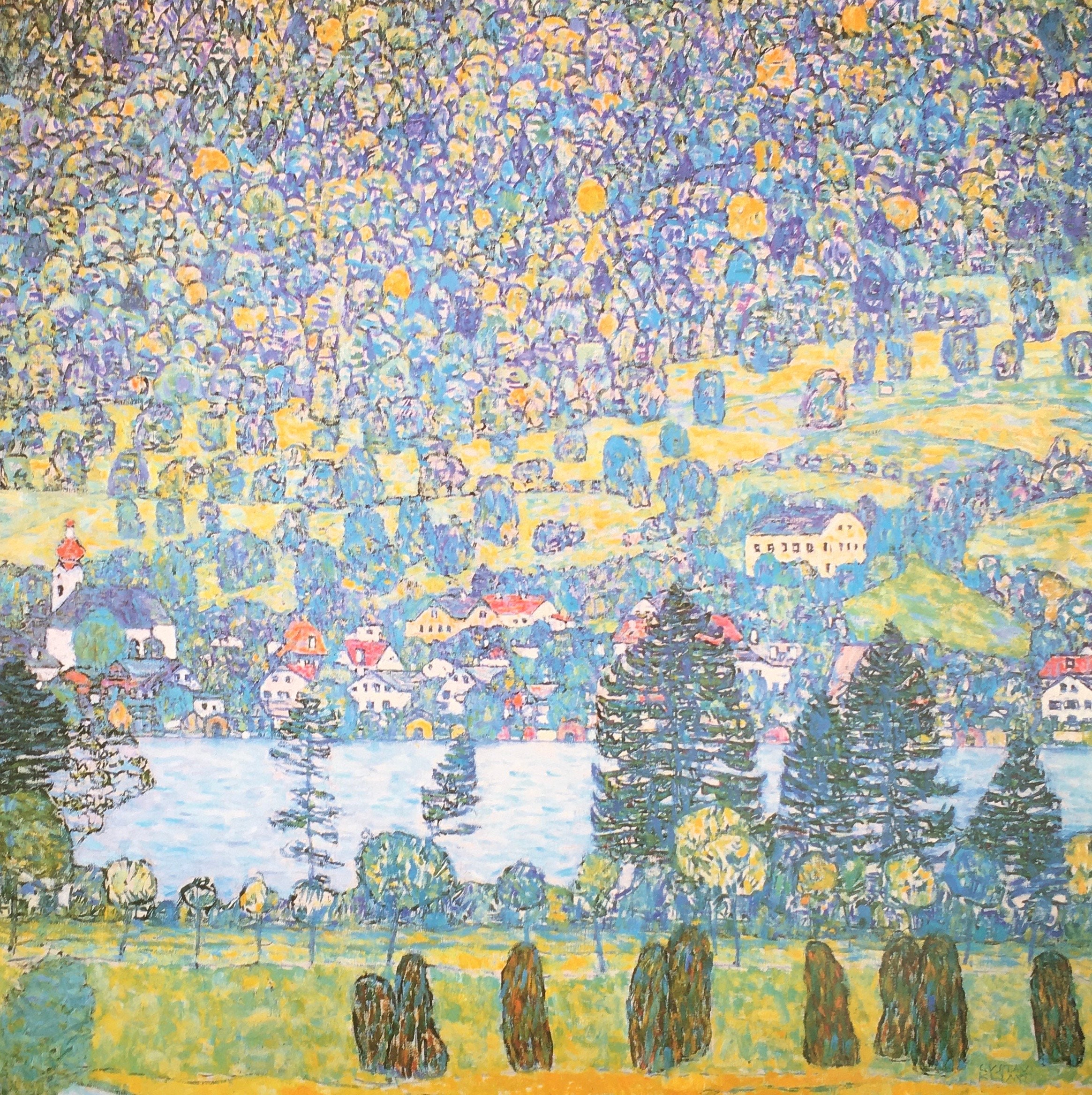 Original Vintage Print 1988 by Gustav Klimt. Landscapes Mountain