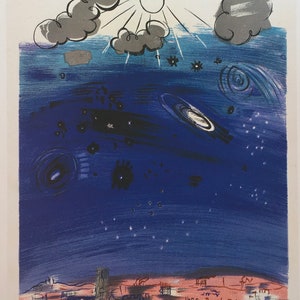 Original Vintage Twentieth Century Poster Print 1989 by Raoul Dufy Exhibition. Planetarium.  Modern Art Home Decor Wall Art