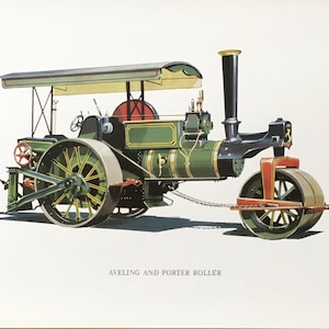 Original Vintage Print. circa 1970/80&#39;s.  Aveling And Porter Roller. Steam Roller. Gift For Steam Enthusiasts, Wall Art, Home Decor
