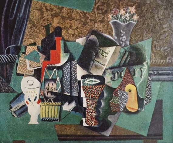 Vintage 1961 Pablo Picasso Abstract Surrealist Still Life Art Print Vintage 1961 Pablo Picasso Abstract Surrealist Still Life Art Print