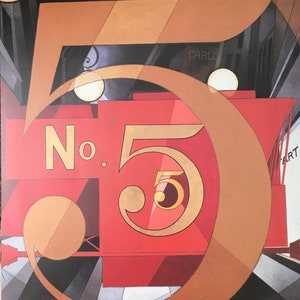 Original Vintage Print 1986 by Charles Demuth. Figure 5 In Gold (1928) American Modernism Modern Wall Art Home Decor