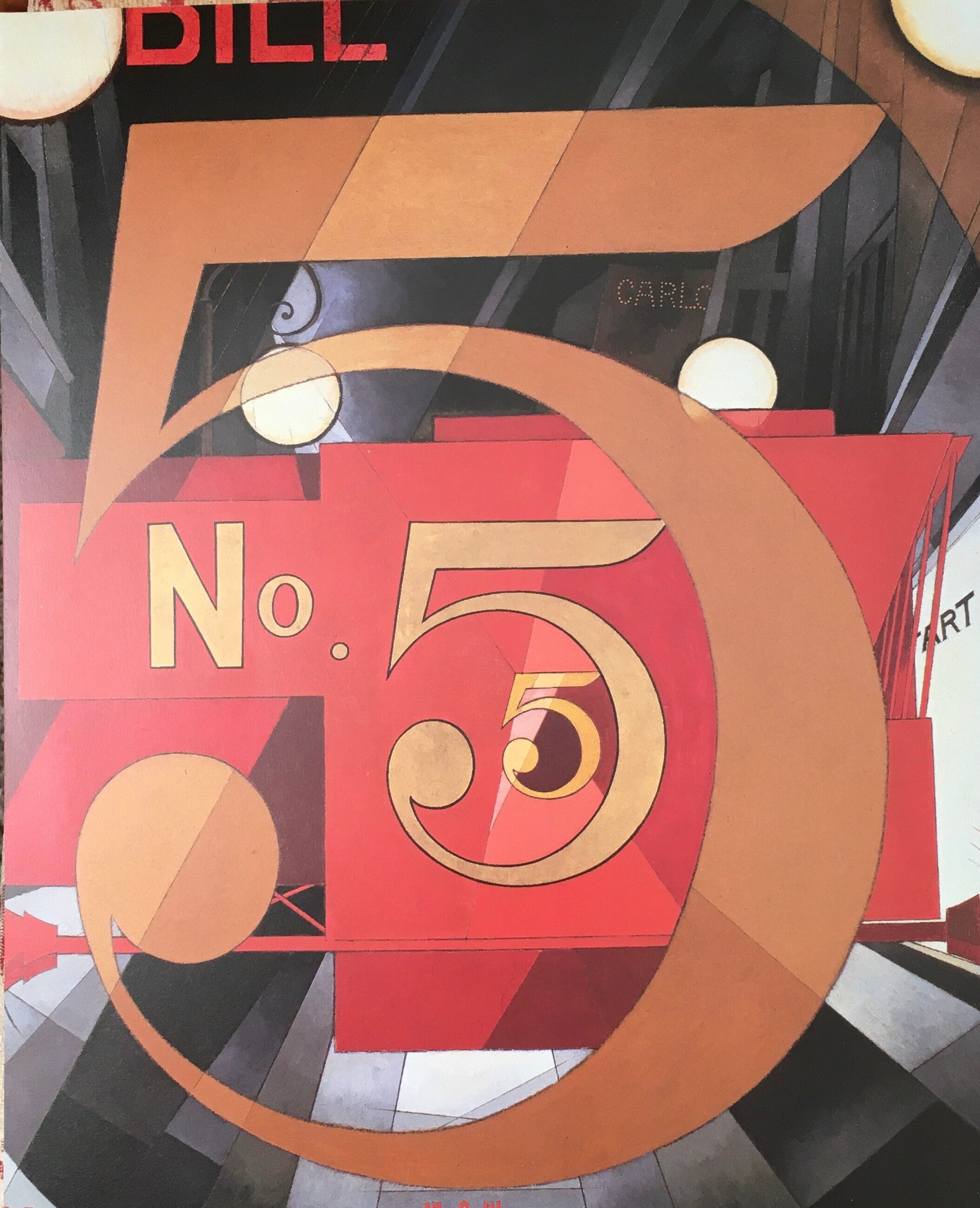 Original Vintage Print 1986 by Charles Demuth. Figure 5 In Gold (1928) American Modernism Modern Wall Art Home Decor