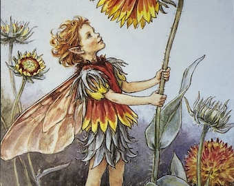 Original Vintage Print 1995 by Cicely Mary Barker.  The Gaillardia Fairy. Childs Nursery, Playroom Childs Gift, Fairies  Home Decor