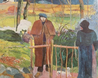 Original Vintage Print 1990 by Paul Gauguin. Bonjour Monsieur Gauguin. French Post-Impressionism, Primitivism Wall Art, Home Decor