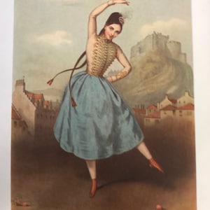 Original Vintage Print Ballet Print 1949. Romantic Ballet Period Fanny Elsser In The Cracovienne Dance Home Decor, Dancing, Ballet Wall Art,