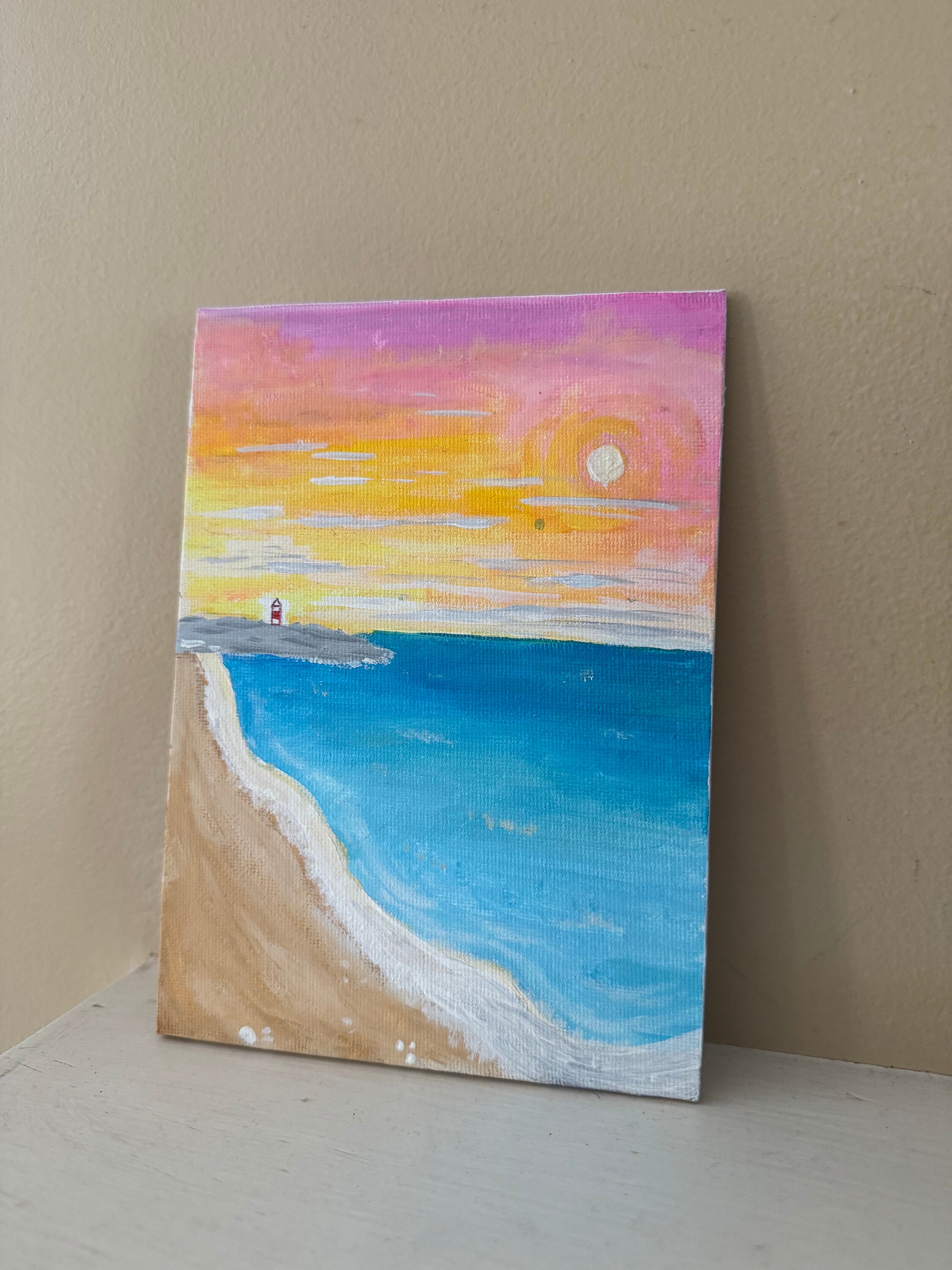 Sunset by the Sea Acrylic Painting 7x5” - Etsy