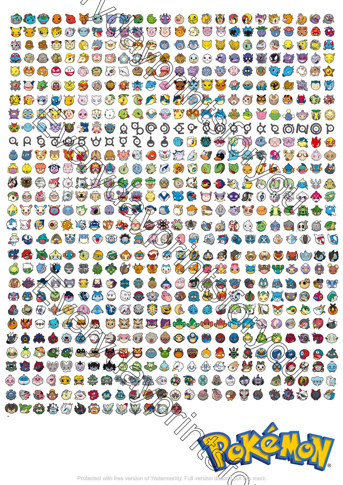 Gen 1-5 Pokemon Poster All Pokemon Pokemon Print Pokemon | Etsy