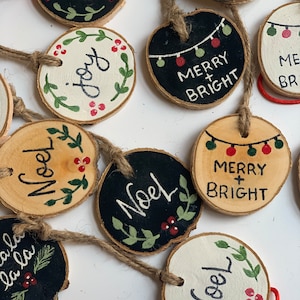 Wood Slice Christmas Ornaments, Farmhouse Ornaments, Set of 4 Ornaments, Christmas