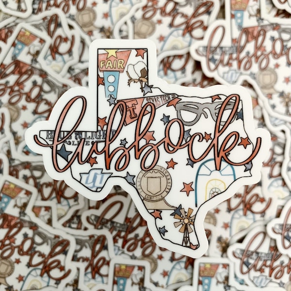 Lubbock, Texas Sticker, State Sticker, State Sticker, Texas, Texas Sticker, Stickers, Lubbock Icons