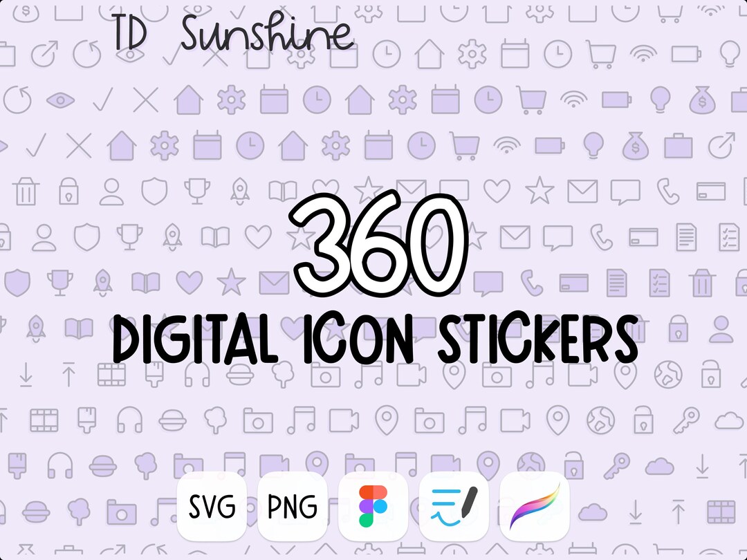 360 Digital Icon Stickers | Clear Stickers | Functional Stickers | Tiny ...