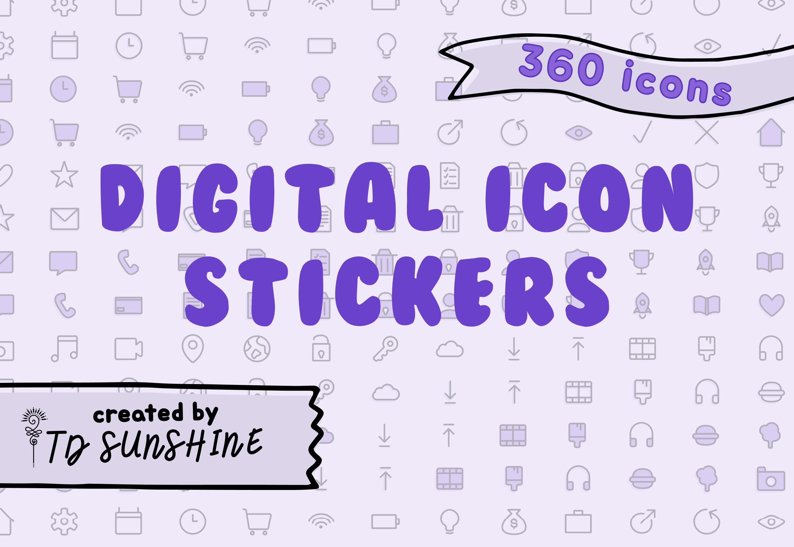 360 Digital Icon Stickers Clear Stickers Functional Stickers Tiny Cute ...