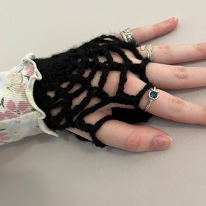 Gothic lace crochet fingerless gloves | Witch Goth clothing gift aesthetic |Victorian halloween spiderweb gifts accessories | Grunge Fashion