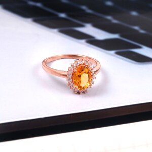 Citrine Ring, Natural Citrine Ring, Oval Citrine Ring, November Birthstone Ring, Engagement Ring, Citrine Gemstone Rose Gold Ring 925 Silver