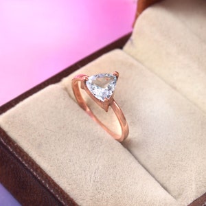 Trillion Aquamarine Ring, Aquamarine Ring, Rose Gold Ring, Trillion Cut Aquamarine Ring, March Birthstone Ring, Engagement Ring, Mom Ring