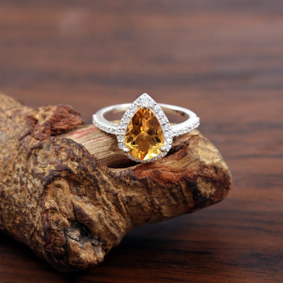 Yellow Citrine Ring Birthstone Engagement Rings For November