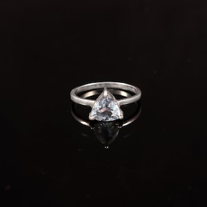 Trillion Cut Aquamarine Ring, 925 Silver Ring, Aquamarine Ring, Engagement Gift Ring, Aquamarine Jewelry, March Birthstone, Wedding Ring