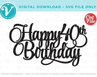Download Happy 40th Svg Etsy