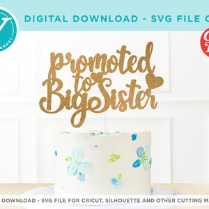 Big Sister Pregnancy Announcement | SVG files for Cricut | Baby Announcement DIY Cake Topper