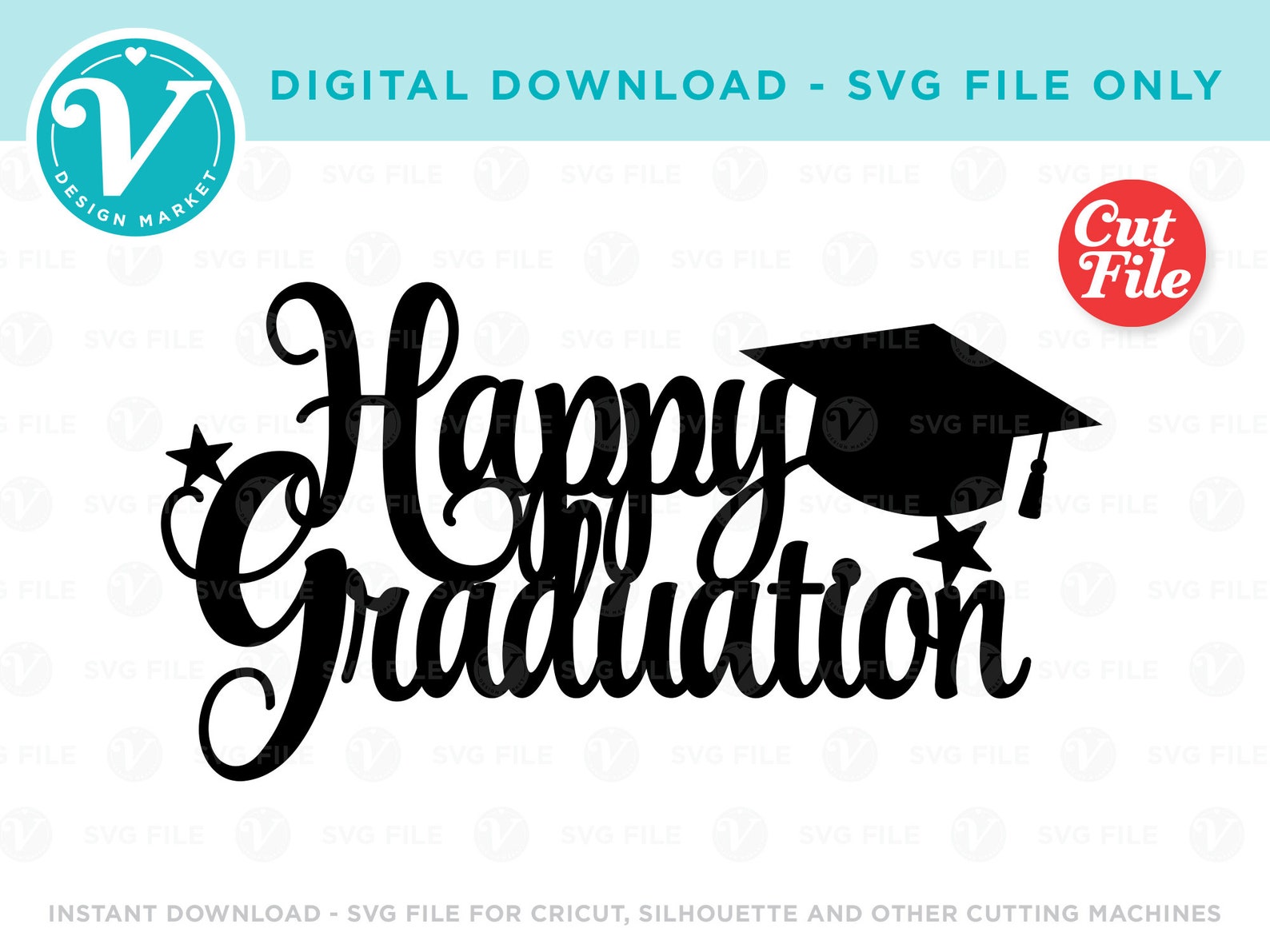 Happy Graduation SVG File for Cricut | Class of 2024 Grad Party Decor ...