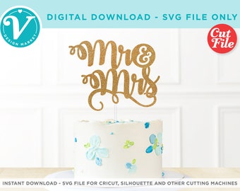 M. et Mme Wedding Cake Topper fichier SVG | Décoration DIY (téléchargement numérique)
