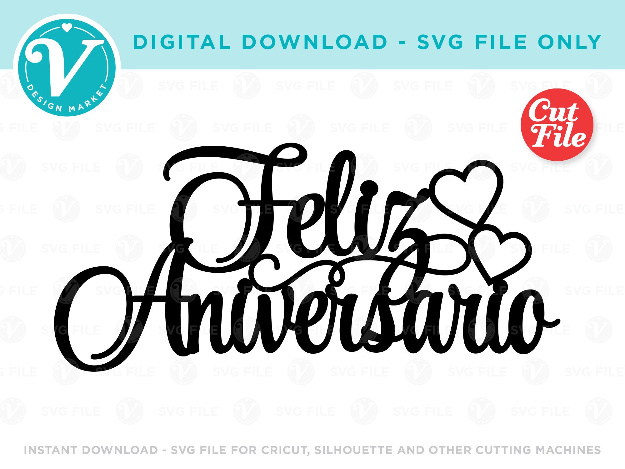 Feliz Aniversario Svg Cake Topper Feliz Aniversario Topper De Etsy