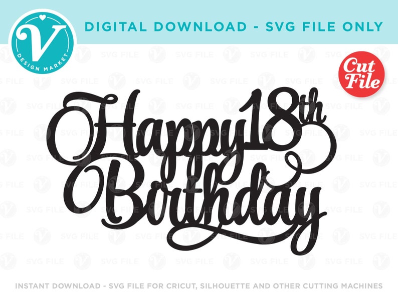Download Happy 18th Birthday SVG file ONLY for Cricut and ...