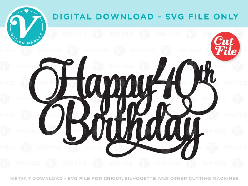 Download Feliz 40 cumpleaños / SVG archivo SOLAMENTE para Cricut y ...