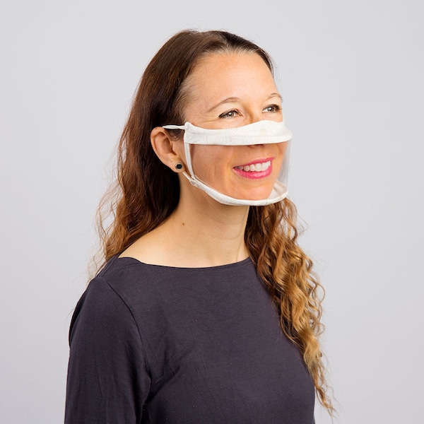 Fully Visible Clear Face Mask, Teachers, Tall Sizes Available, Speech Therapy, Lip Reading, Six Colours, Good Ventilation