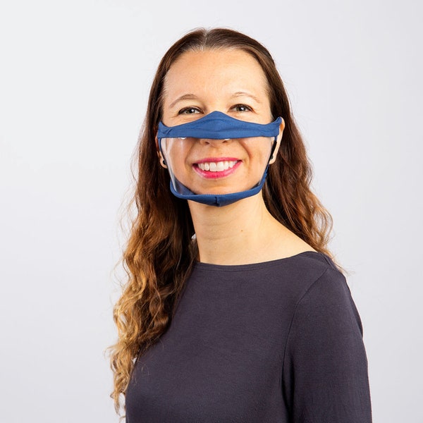 Fully Visible Clear Face Mask, Teachers, Tall Sizes Available, Speech Therapy, Lip Reading, Six Colors, Good Ventilation