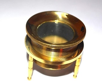 Brass Magnifier | Tripod Magnifier | Adjustable Magnifier | Round Glass Table Hand Brass Magnifying Glass | Decor