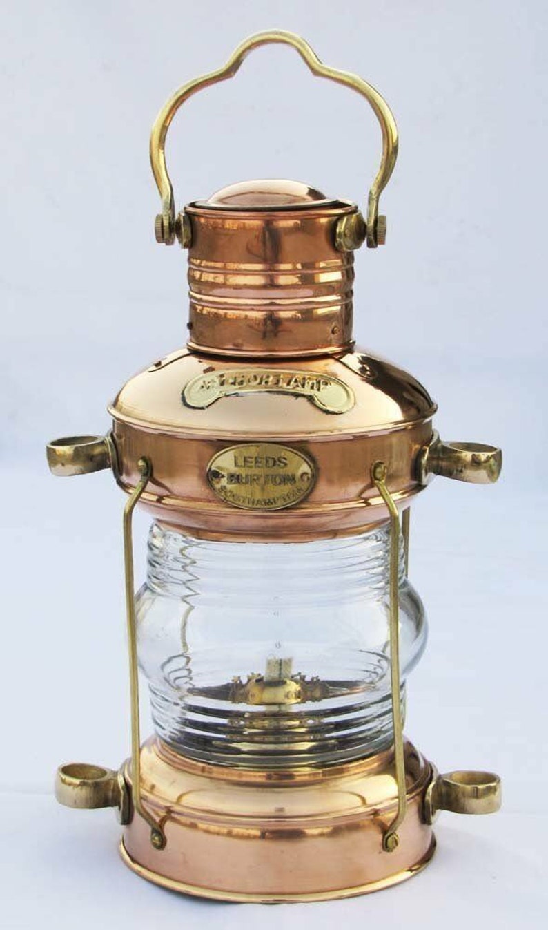 Brass Nautical Anchor Oil Lamp 14 A Vintage Ship Etsy