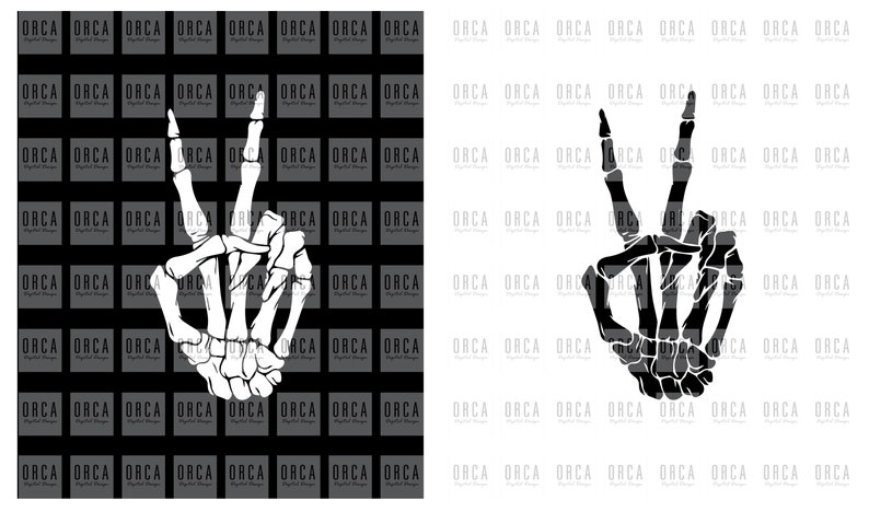 Skeleton hand making peace sign gesturekeleton Hand Showing 2 | Etsy