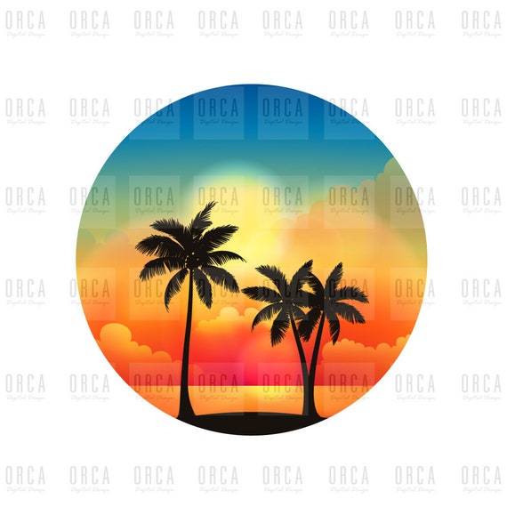 Sonnenuntergang Png Paradies Palmen Hawaii Silhouette Meer Etsy