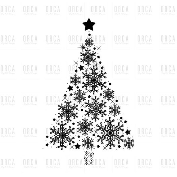 Snowflake Christmas Tree Christmas Treesnowflake Svgpng Etsy