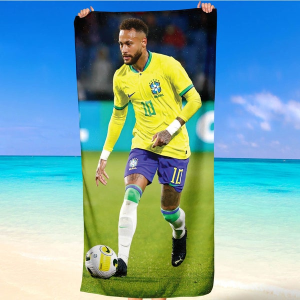 Cadeau de football Neymar da Silva, joueur de football brésilien, serviette de plage pour les fans