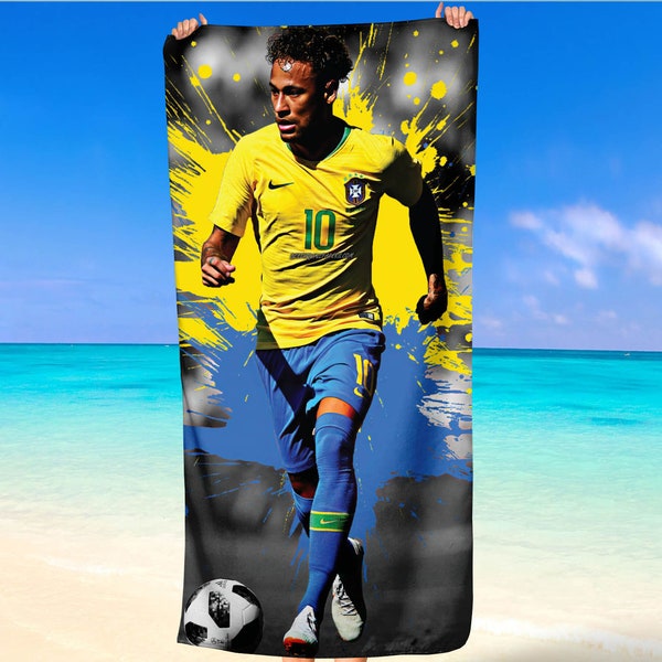 Cadeau de football Neymar da Silva, joueur de football brésilien, serviette de plage pour les fans