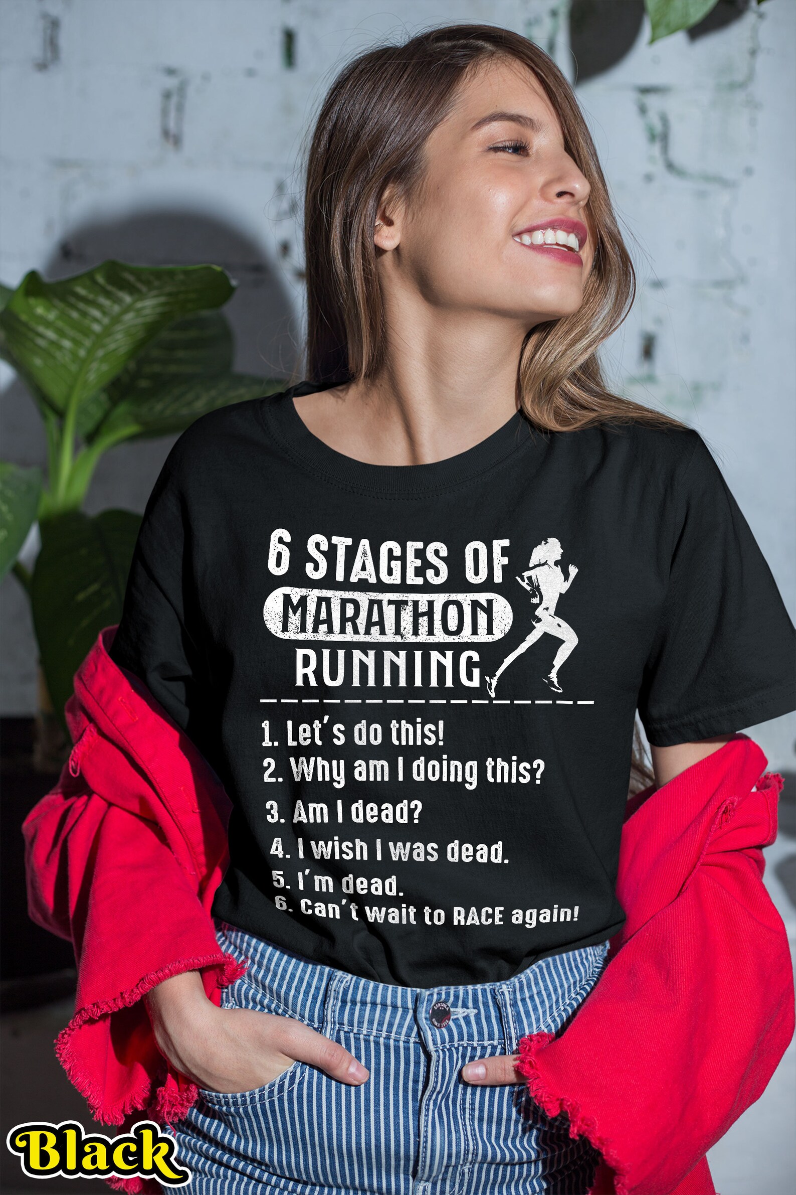 Funny Marathon TShirt 6 Stages of Marathon Running TShirt Etsy
