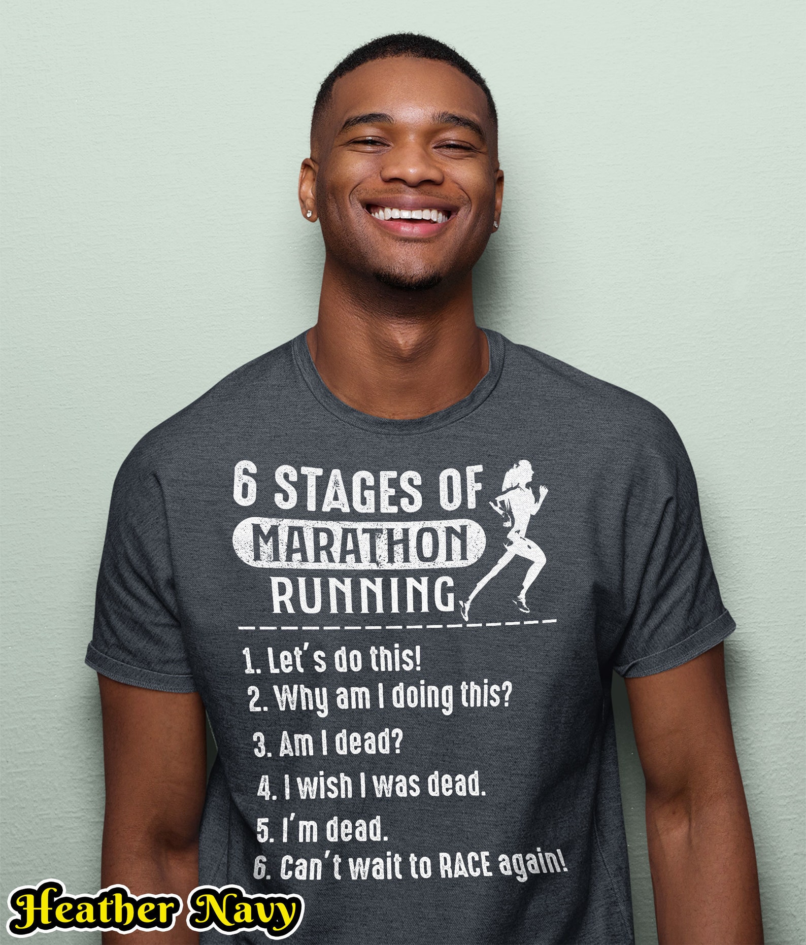 Funny Marathon TShirt 6 Stages of Marathon Running TShirt Etsy