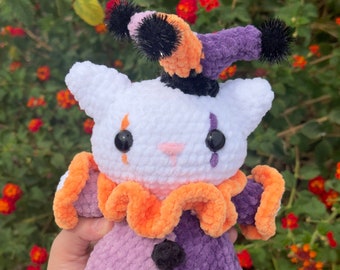 Handmade Crochet Jester Cat - crochet - handmade crochet item - cat - gift for cat lovers - handmade crochet stuffed animal - amigurumi