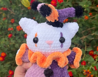 Handmade Crochet Jester Cat Plush – Gift for Cat Lovers