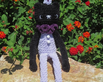 Handmade Crochet Clown Kitty- Sitting Clown Cat Plushie