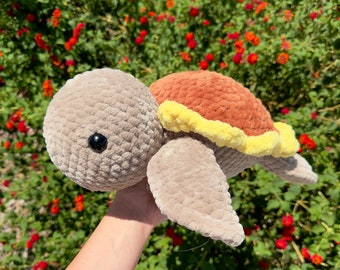 Crochet Jumbo Sunflower Sea Turtle – Handmade Plush Toy