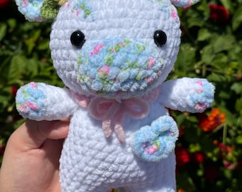 Crochet Flower Cow Stuffed Toy - Chunky Plush Animal
