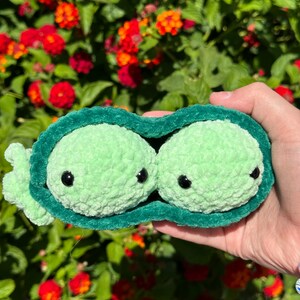 Crochet Peas-in-a-Pod - crochet stuffed animal - crochet food - crochet amigurumi - crocheted stuffed toy - crochet plushie - peas in a pod